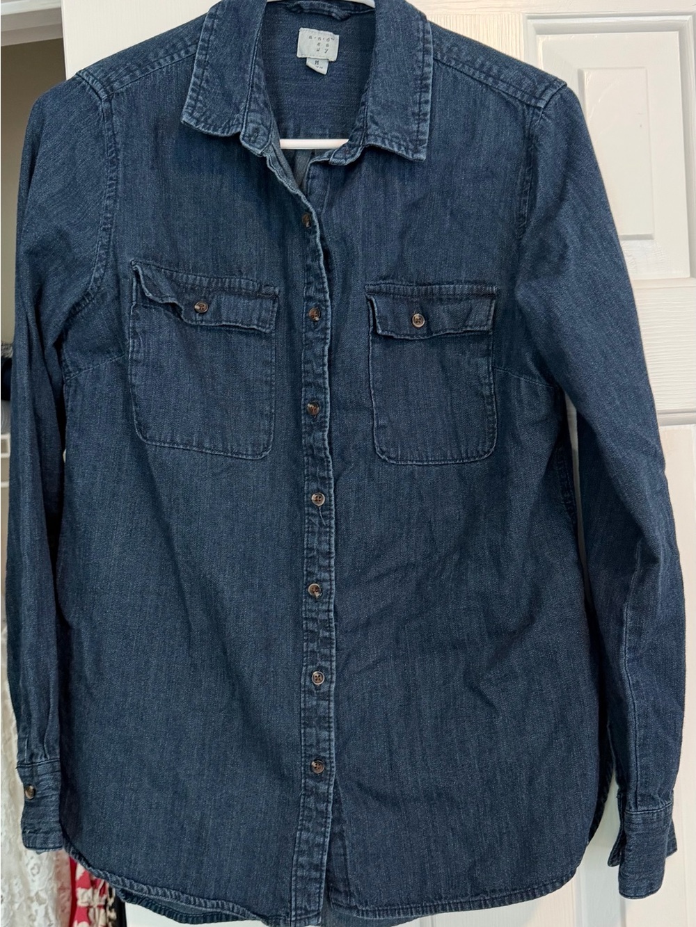 a new day Women’s Dark Blue Denim Button-Down Shirt